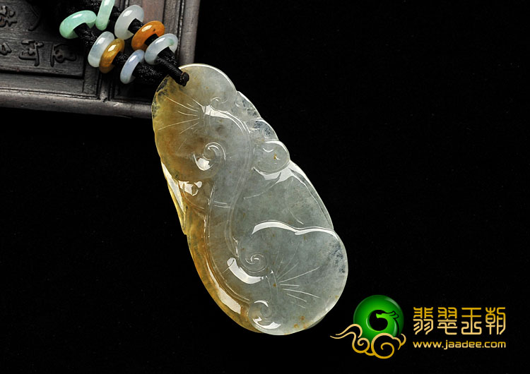 冰种黄翡晴水缅甸翡翠A货英明神武挂件