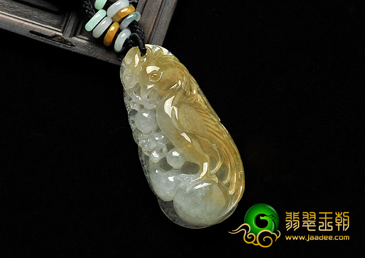 冰种黄翡晴水缅甸翡翠A货英明神武挂件