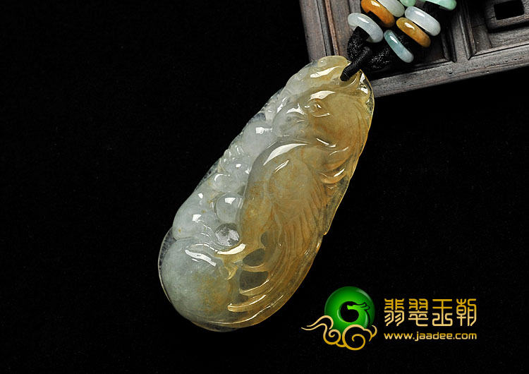 冰种黄翡晴水缅甸翡翠A货英明神武挂件