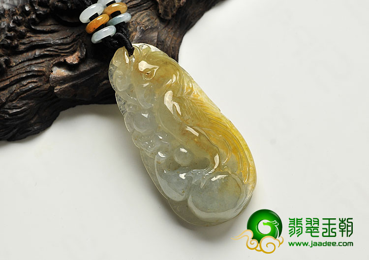 冰种黄翡晴水缅甸翡翠A货英明神武挂件