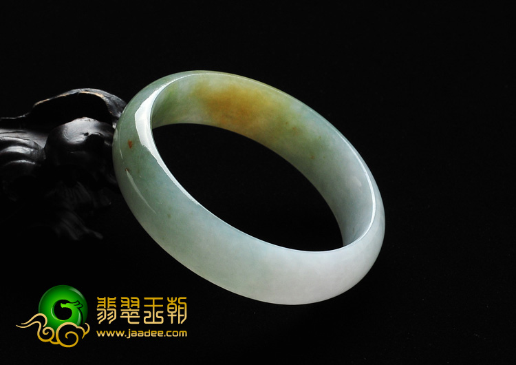 糯冰种晴水带黄翡缅甸翡翠A货手镯（59.2mm）