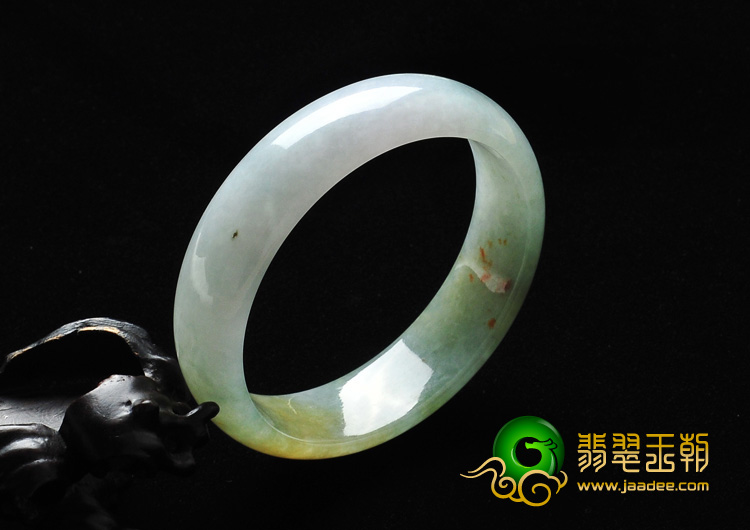 糯冰种晴水带黄翡缅甸翡翠A货手镯（59.2mm）