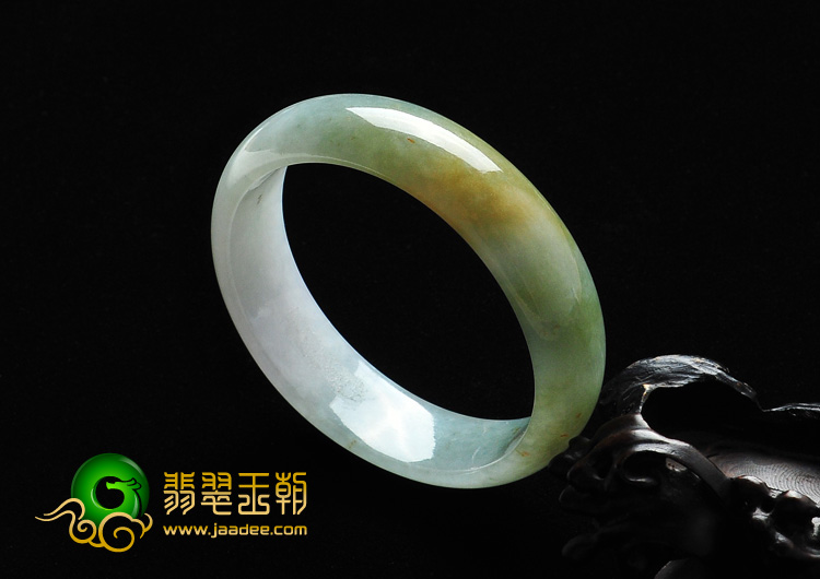 糯冰种晴水带黄翡缅甸翡翠A货手镯（59.2mm）