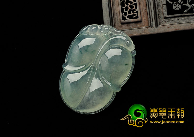冰种飘花缅甸翡翠A货叶子挂件