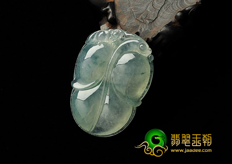 冰种飘花缅甸翡翠A货叶子挂件