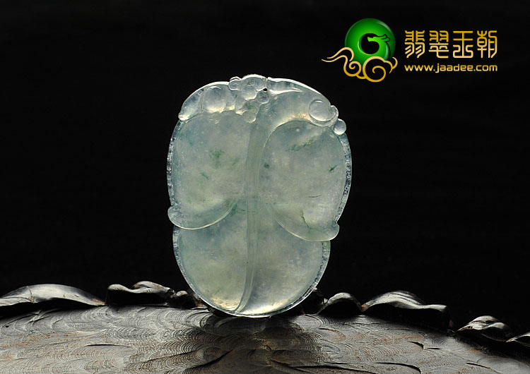 冰种飘花缅甸翡翠A货叶子挂件