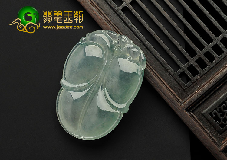冰种飘花缅甸翡翠A货叶子挂件