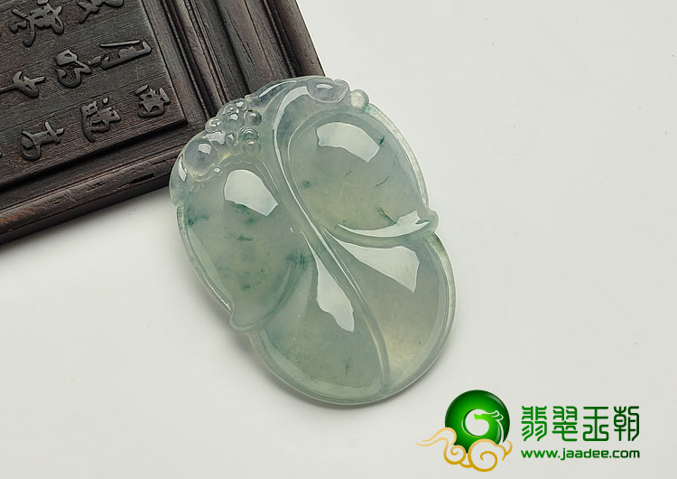 冰种飘花缅甸翡翠A货叶子挂件