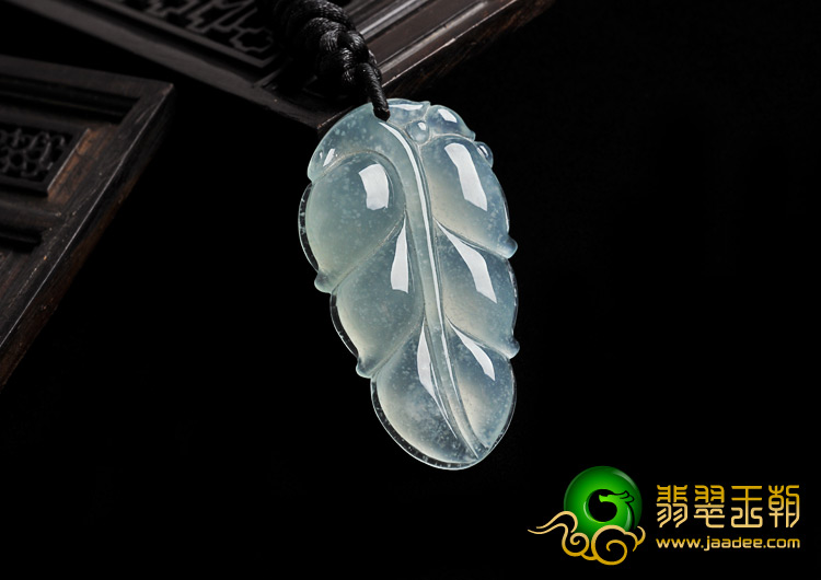 冰种晴水缅甸翡翠A货叶子挂件
