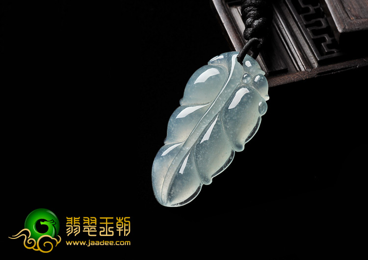 冰种晴水缅甸翡翠A货叶子挂件