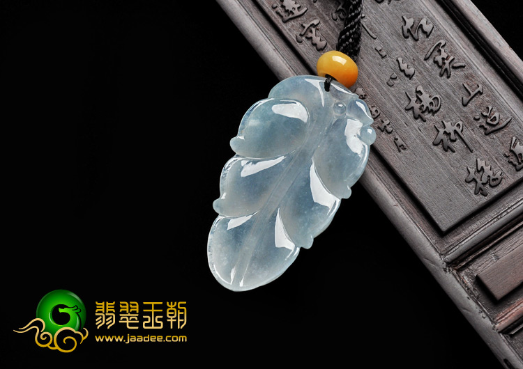 冰种晴水缅甸翡翠A货叶子挂件