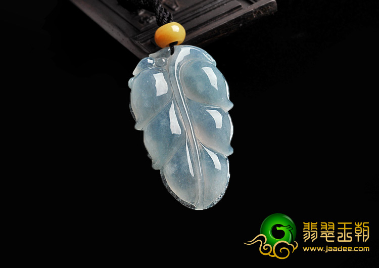 冰种晴水缅甸翡翠A货叶子挂件