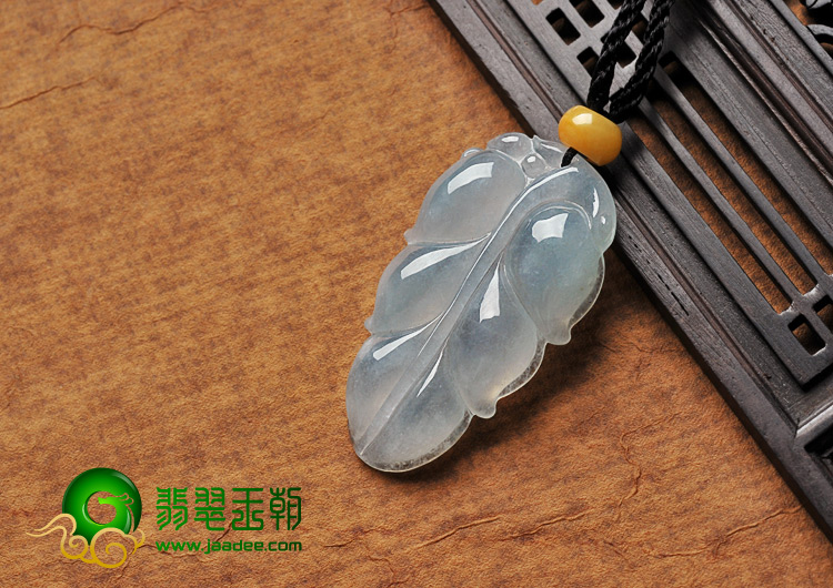 冰种晴水缅甸翡翠A货叶子挂件