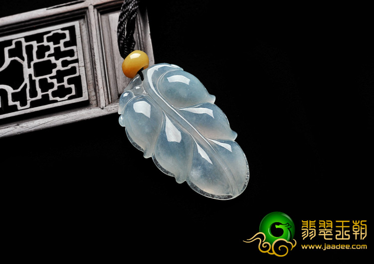 冰种晴水缅甸翡翠A货叶子挂件