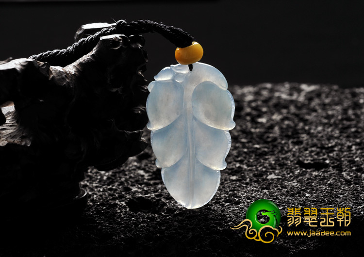 冰种晴水缅甸翡翠A货叶子挂件