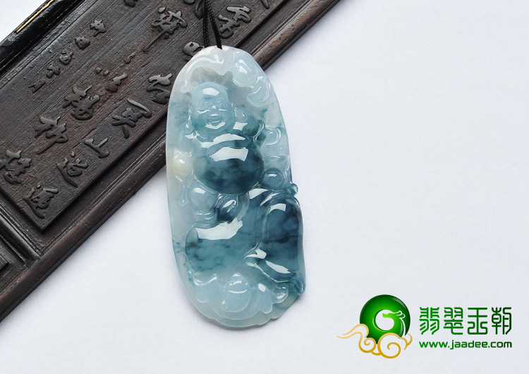 冰种飘花缅甸翡翠A货逍遥佛挂件