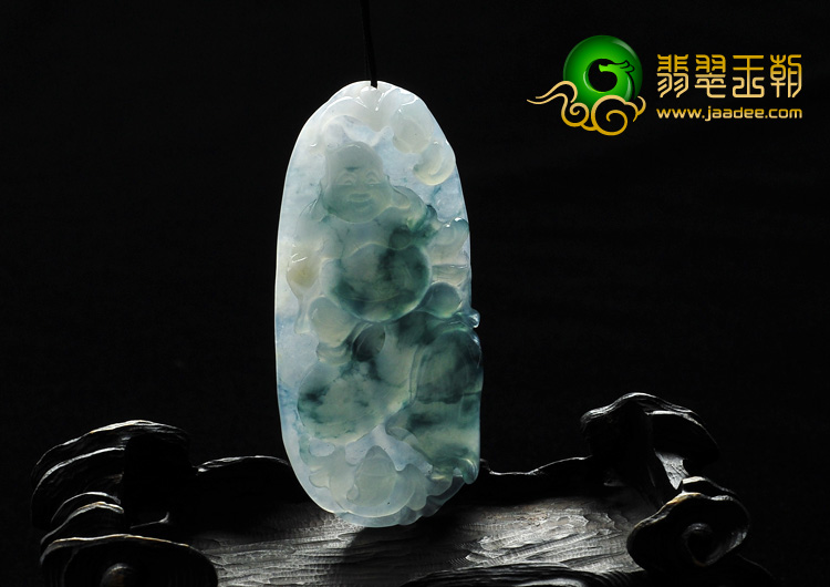 冰种飘花缅甸翡翠A货逍遥佛挂件