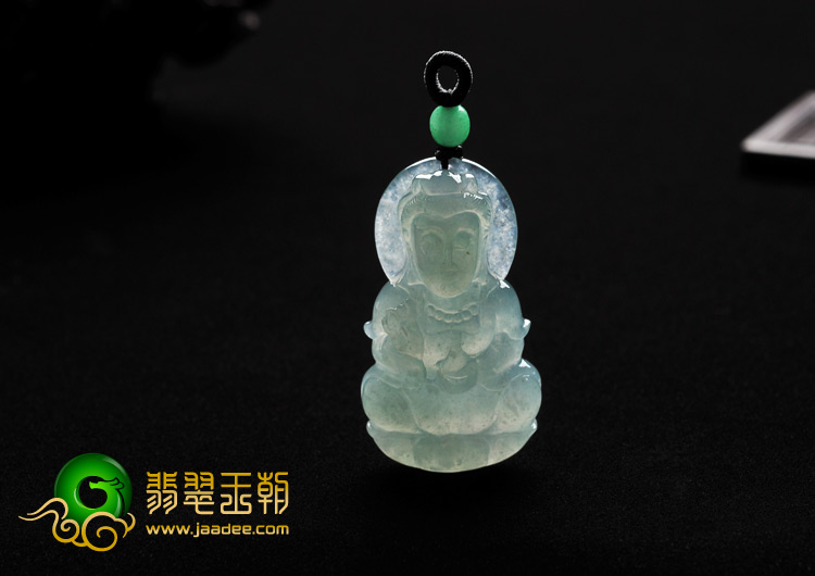 冰种晴水缅甸翡翠A货观音挂件