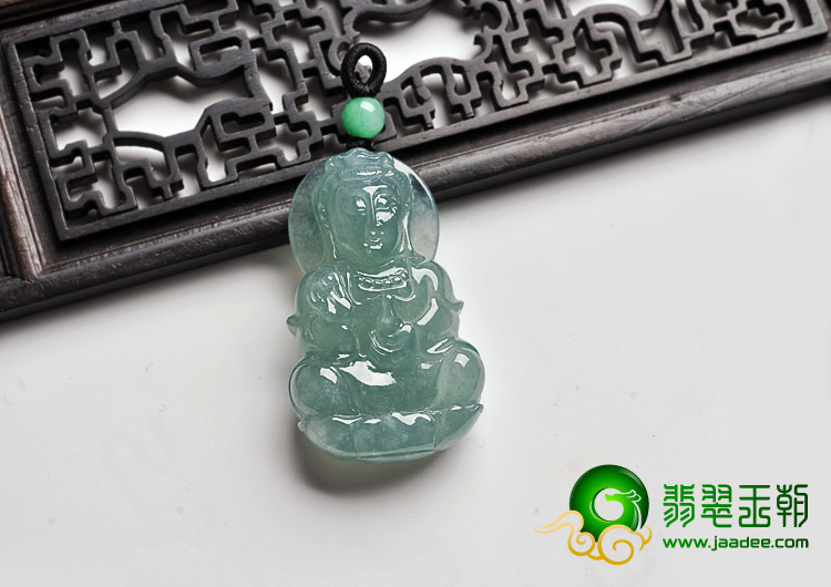 冰种晴水缅甸翡翠A货观音挂件