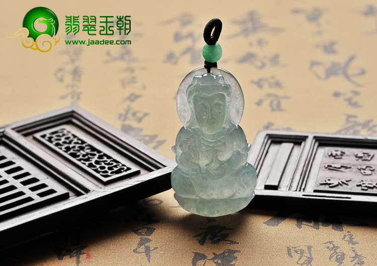 冰种晴水缅甸翡翠A货观音挂件