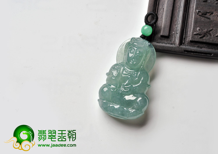 冰种晴水缅甸翡翠A货观音挂件