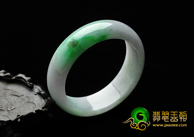 糯冰种春带彩缅甸翡翠A货手镯（54.9mm）