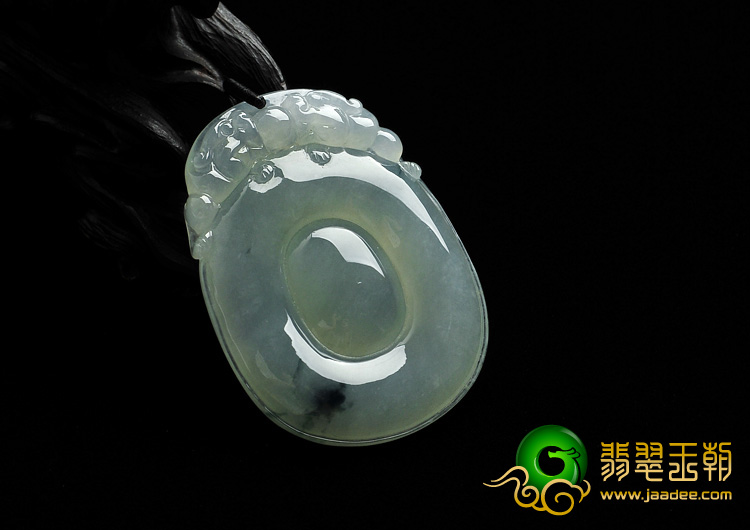 冰种飘花缅甸翡翠A货福在眼前挂件