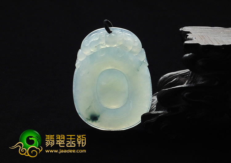 冰种飘花缅甸翡翠A货福在眼前挂件