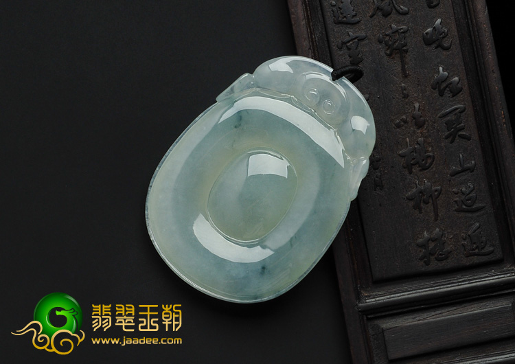 冰种飘花缅甸翡翠A货福在眼前挂件