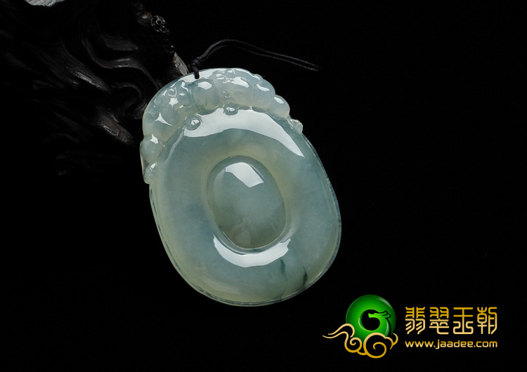 冰种飘花缅甸翡翠A货福在眼前挂件