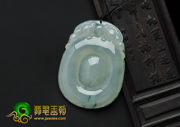 冰种飘花缅甸翡翠A货福在眼前挂件