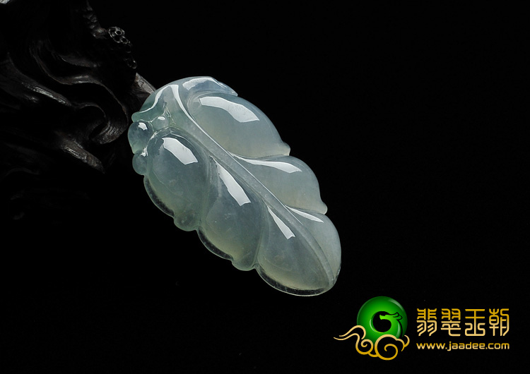 冰种略飘花缅甸翡翠A货叶子挂件