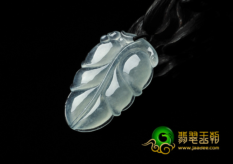 冰种晴水缅甸翡翠A货叶子挂件