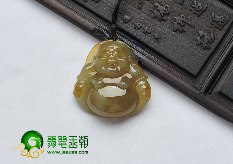 冰种黄翡缅甸翡翠A货玉佛挂件