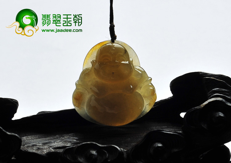 冰种黄翡缅甸翡翠A货玉佛挂件