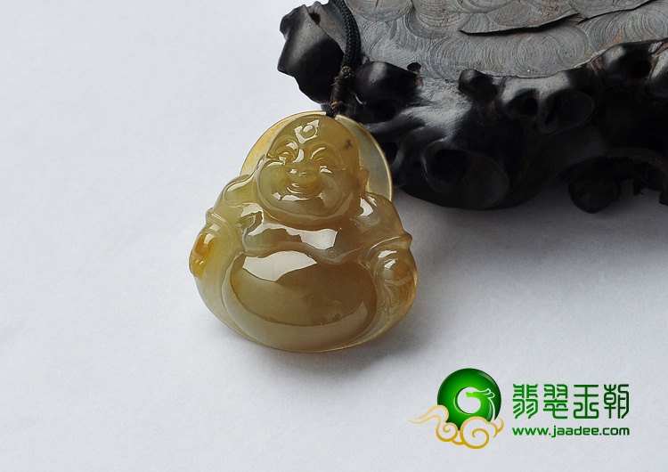 冰种黄翡缅甸翡翠A货玉佛挂件