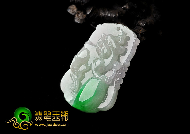 糯冰种春带彩缅甸翡翠A货貔貅送宝挂件