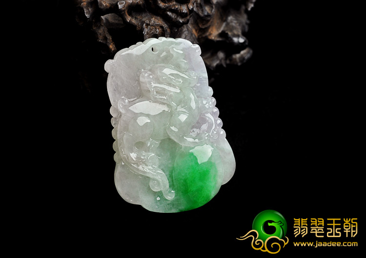 糯冰种春带彩缅甸翡翠A货貔貅送宝挂件
