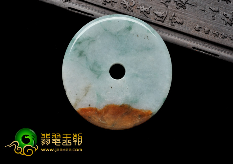 糯冰种飘花带红黄翡缅甸翡翠A货平安扣挂件