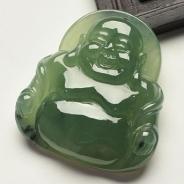 冰种油青缅甸翡翠玉佛挂件