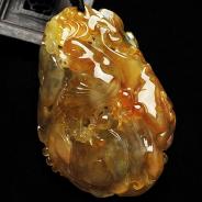 冰种红黄翡略飘花缅甸翡翠A货英明神武挂件