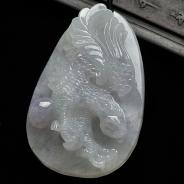 糯冰种紫罗兰缅甸翡翠A货大展鸿图挂件