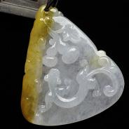 糯冰种黄翡缅甸翡翠A货螭龙牌挂件