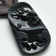 冰种墨翠缅甸翡翠A货鹰头挂件