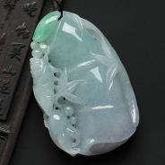 糯冰种春带彩缅甸翡翠A货节节高挂件