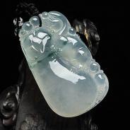 冰种飘花缅甸翡翠A货福瓜挂件