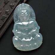 冰种晴水缅甸翡翠A货观音挂件