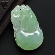 冰种绿晴水缅甸翡翠A货福禄寿挂件