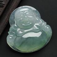 冰种飘花缅甸翡翠A货玉佛挂件
