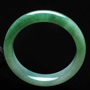 糯冰种阳豆色缅甸翡翠A货手镯（58.7mm）